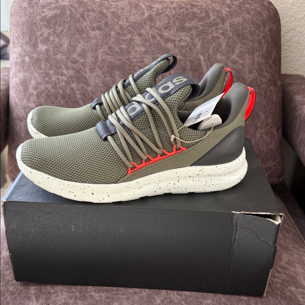 Adidas Khaki and Orange Athletic Shoes